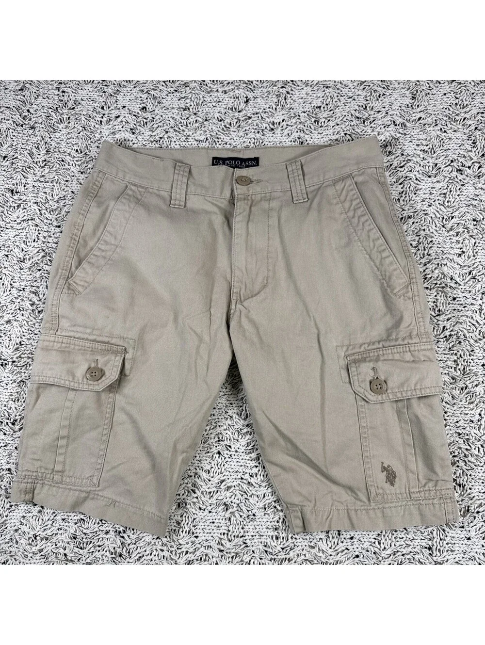 U.S. Polo Assn Cargo Shorts Size 30 Khaki Beige Casual Camo Style 111062